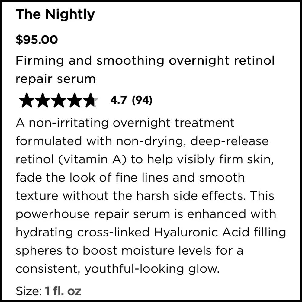 BeautyBio THE NIGHTLY Overnight Retinol Repair Serum 1 fl oz NIB Sealed MSRP $95